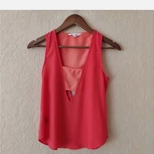 BCBGeneration Coral Sleeveless V-Neck Blouse